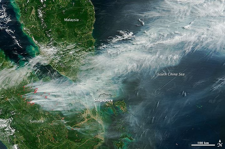 Pollution blowing over Singapore.