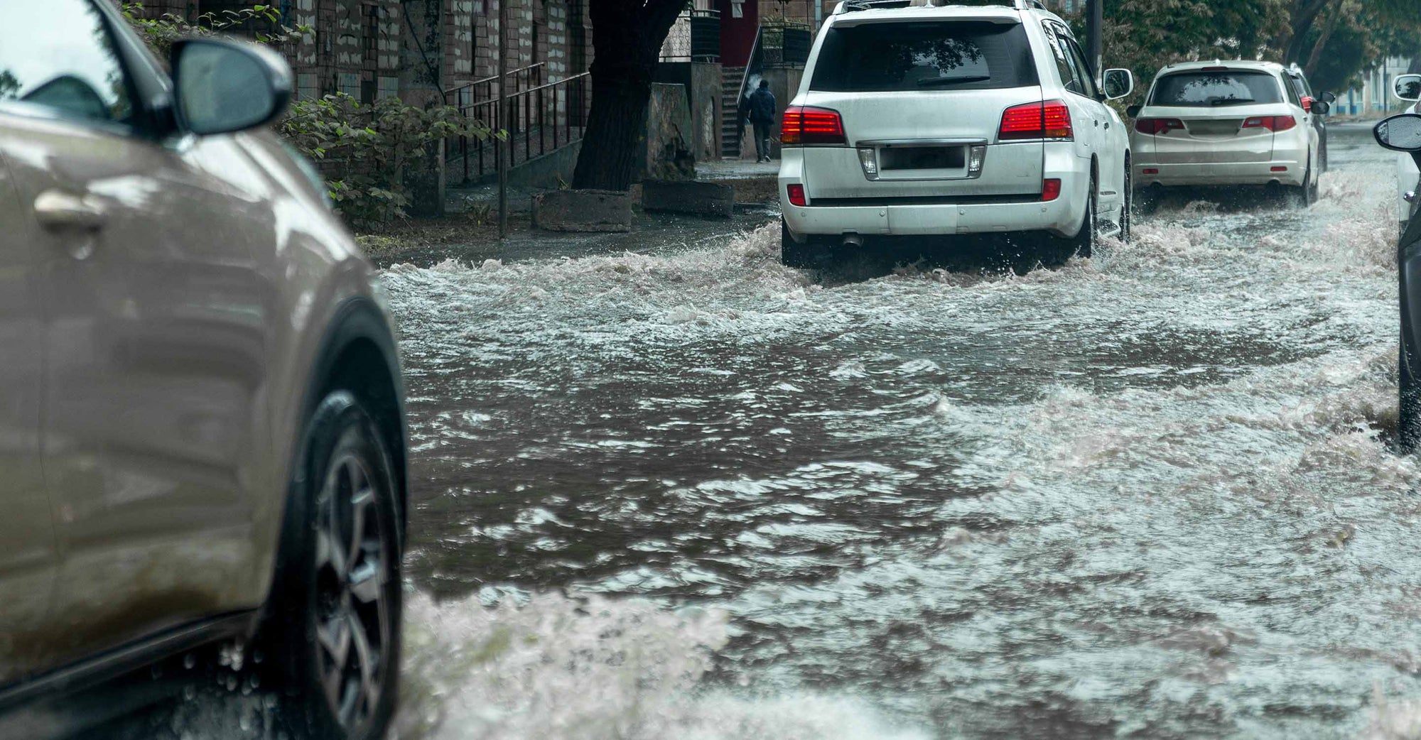 Flooded streets in Massachusetts.
