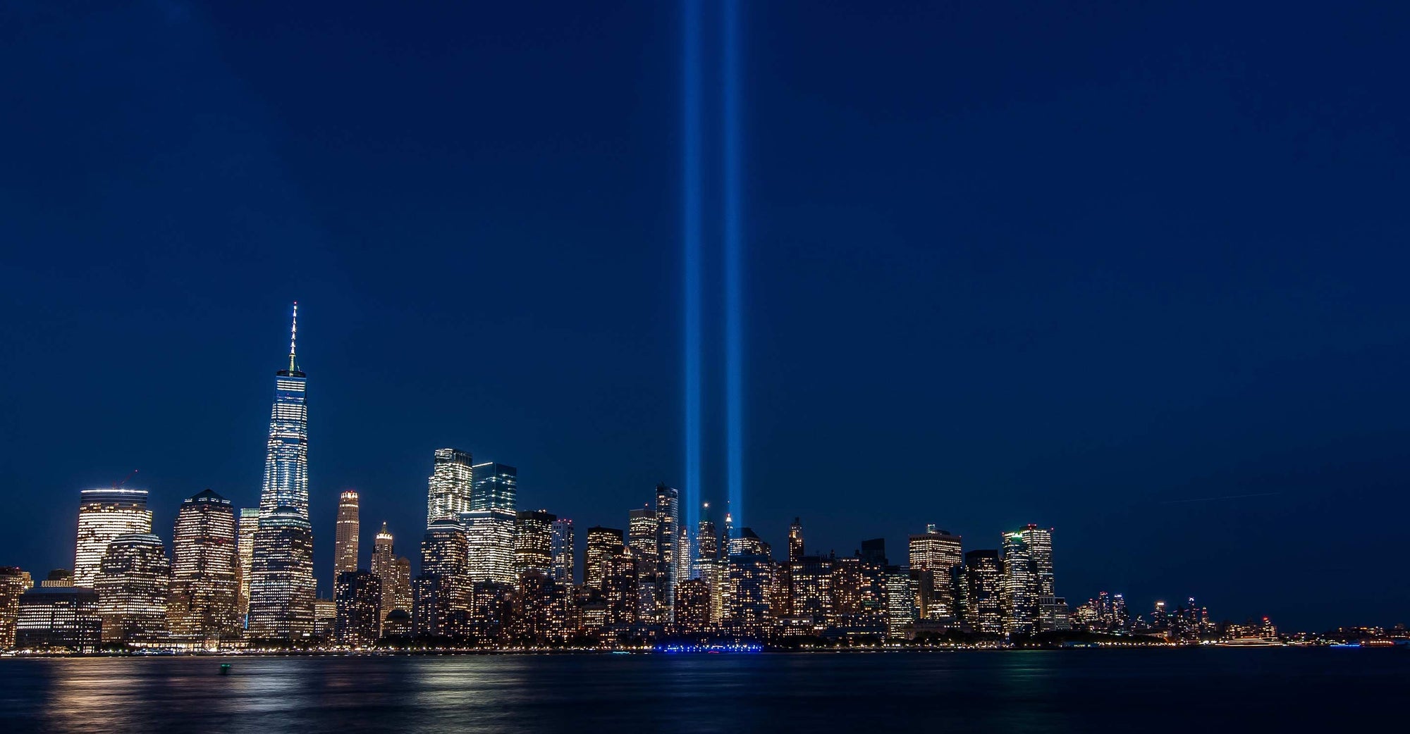 September 11 memorial night view