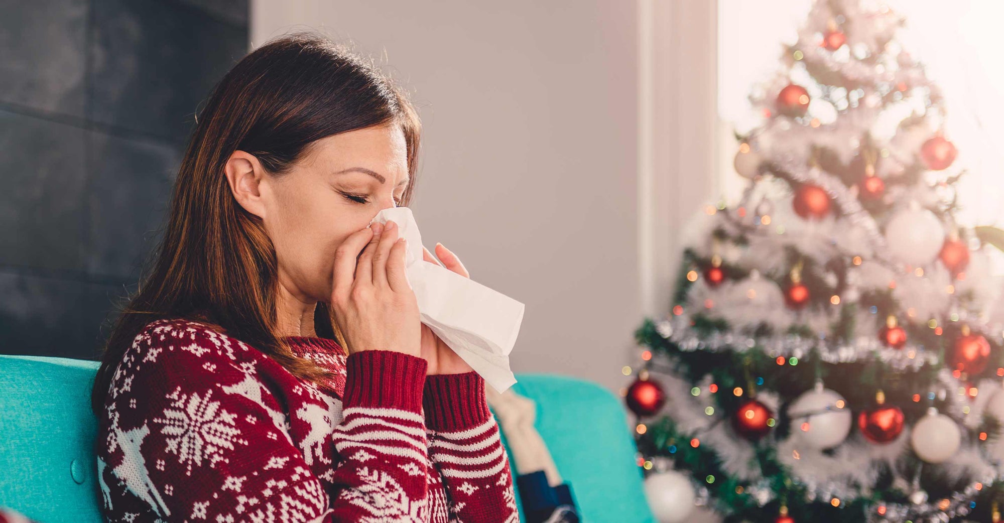 woman suffering winter allergies