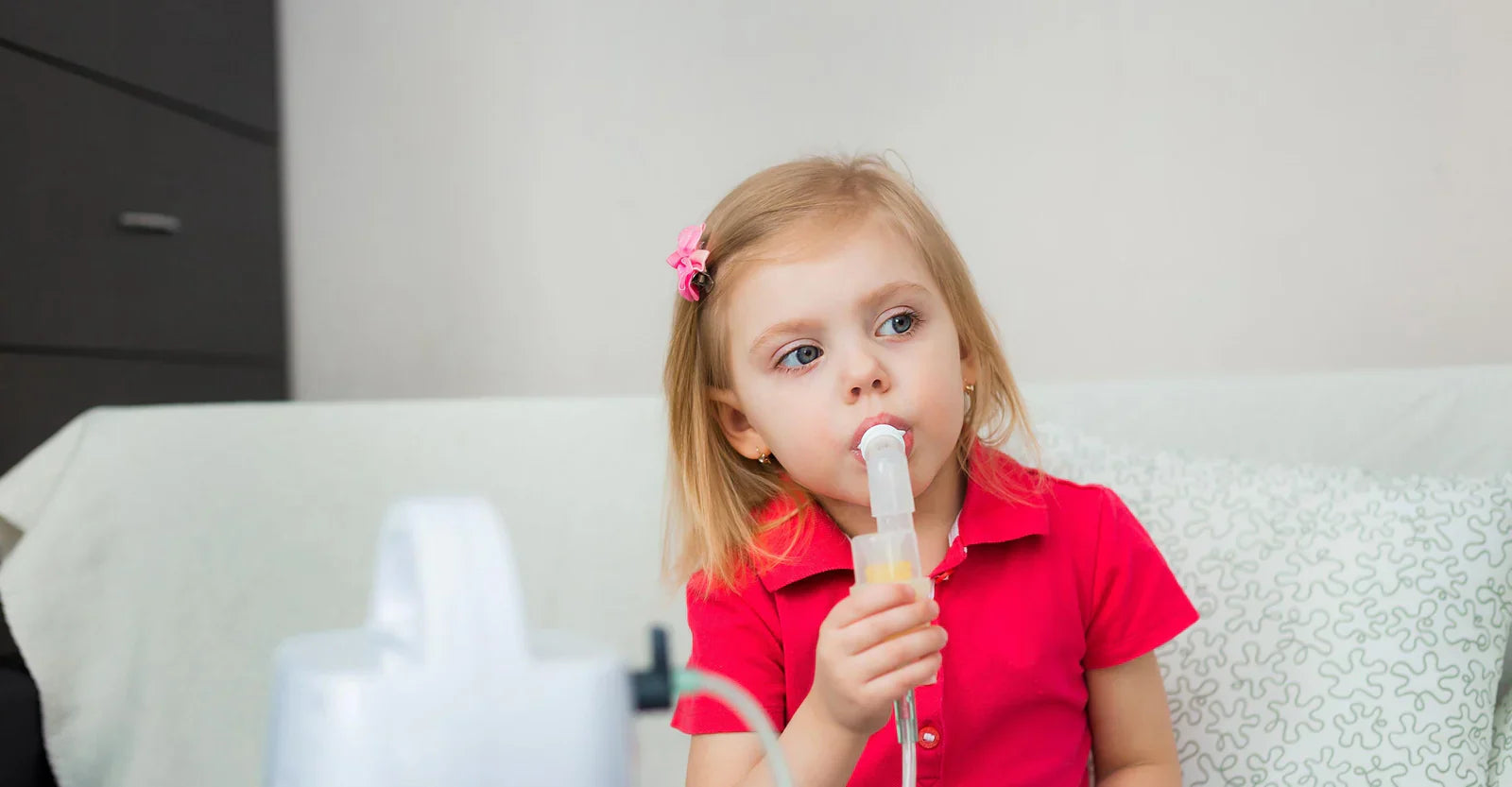 baby girl nebulising 