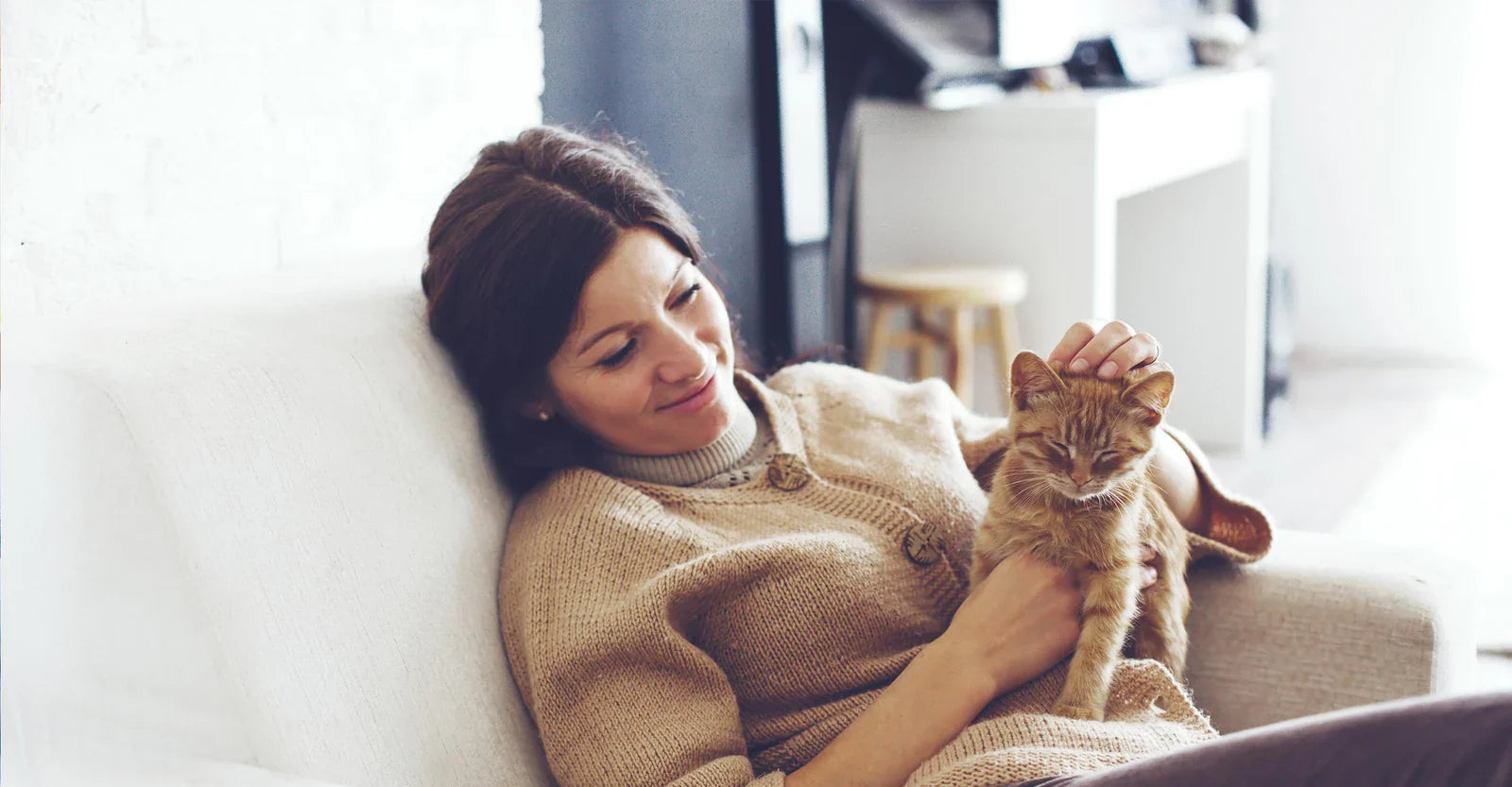 woman with a cat