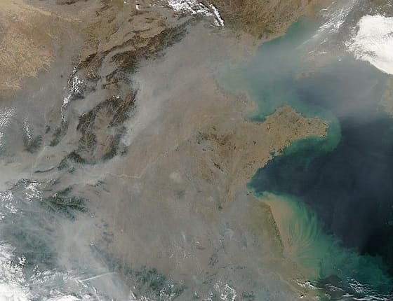 Satellite map with air pollution