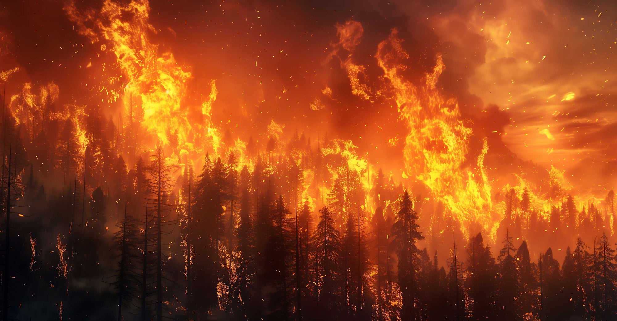 Fire burning in the woods