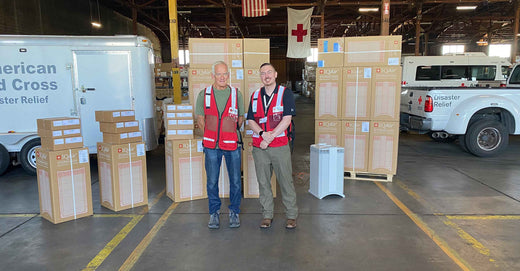 Red cross workers in front of HealthPro Plus