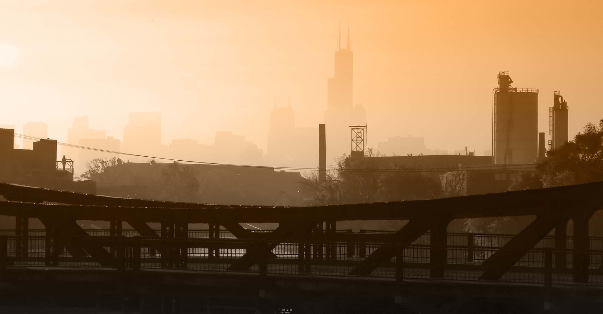 Orange, smoky skies over Chicago.