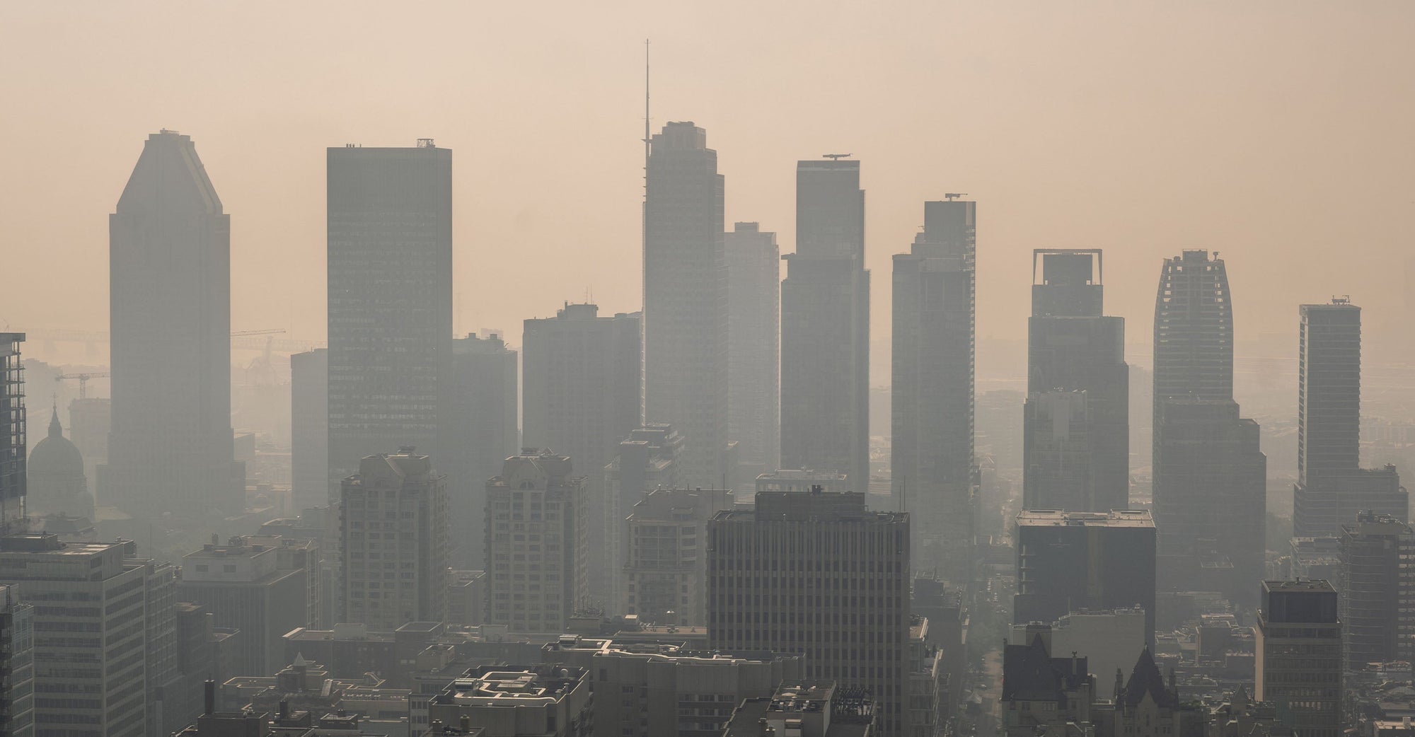Smoke over a city skyline