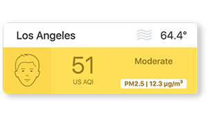 AirVisual widget showing Los Angeles AQI