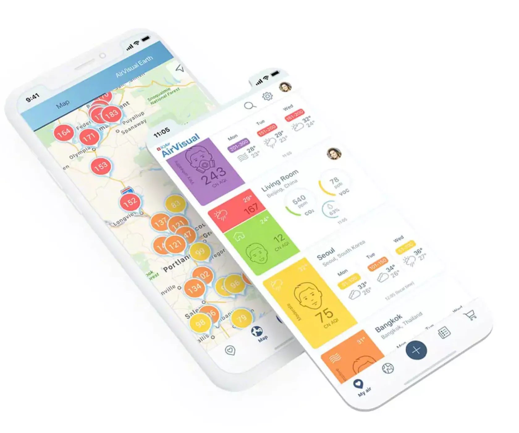 AirVisual App on phones