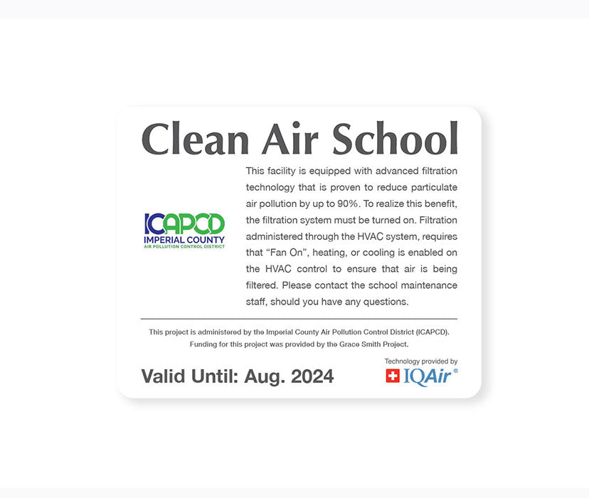 Clean air school plaque