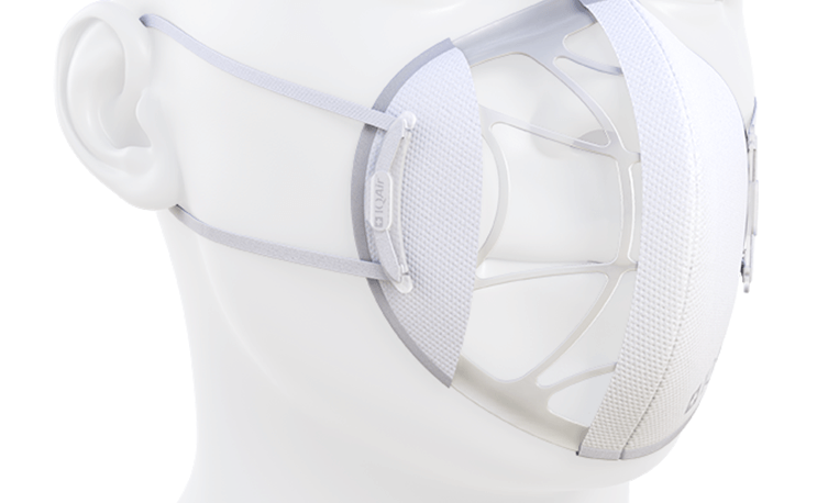 IQAir mask on mannequin head  angle