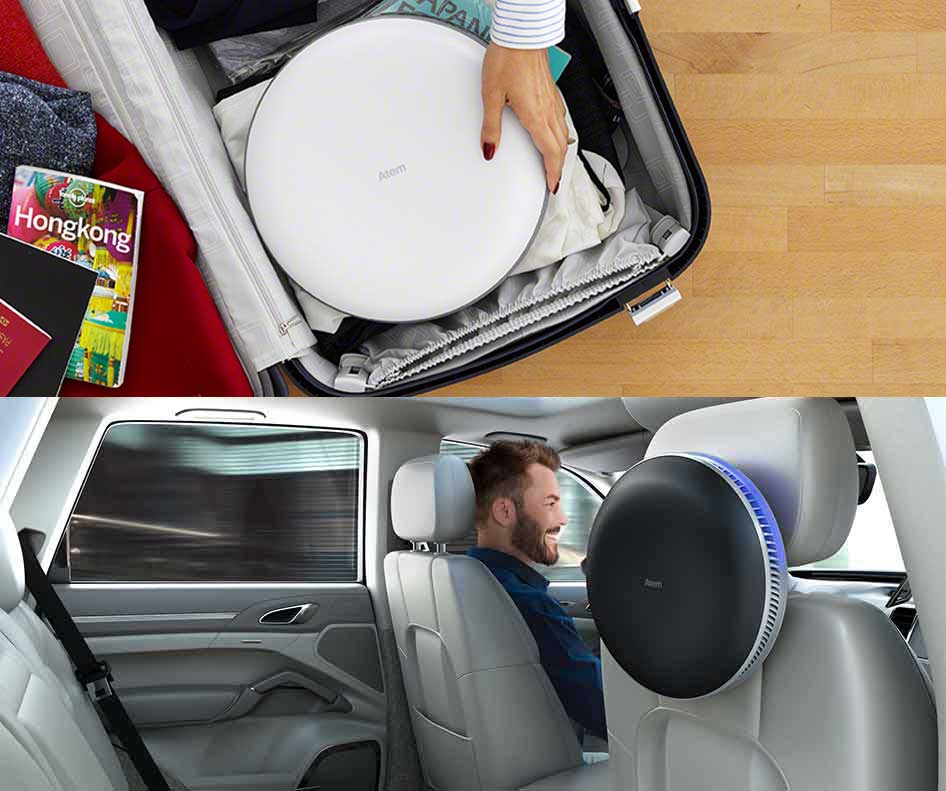 Atem Desk in luggage and Atem Car inside car
